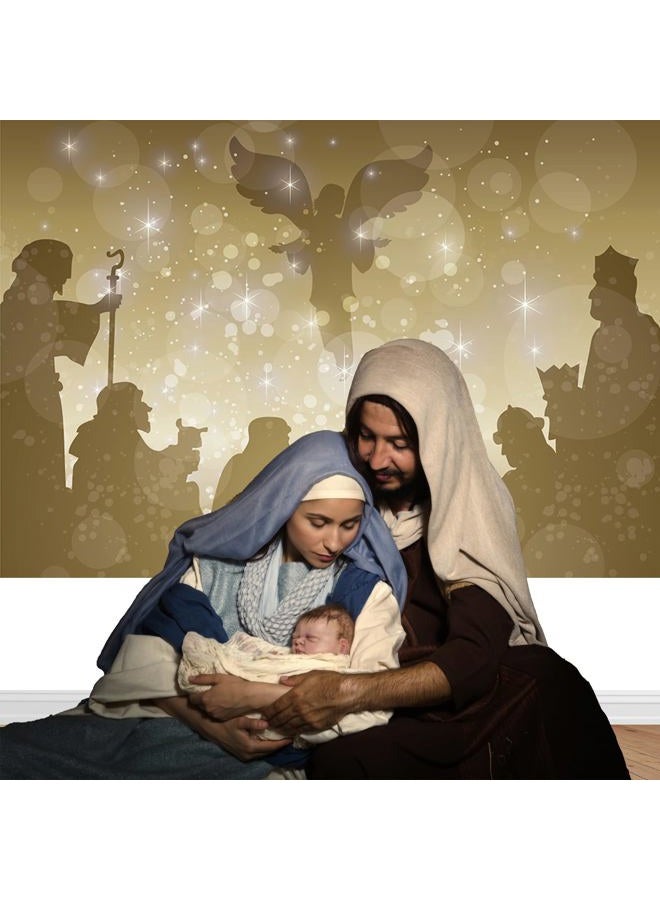 Mocsicka Birth of Jesus Backdrop 7x5ft Christmas Night Manger Nativity Photography Background Christ Child Birth of Jesus Manger Banner Photo Backdrops - Image 3